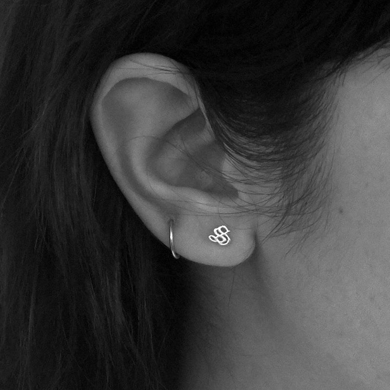 Meadowlark Capital Letter Stud Earring Single - Gold Plated-Earrings-Walker & Hall