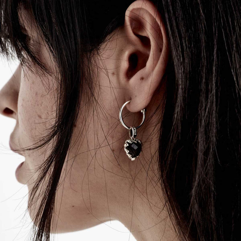 Stolen Girlfriends Club Love Anchor Earrings - Sterling Silver & Onyx-Earrings-Walker & Hall