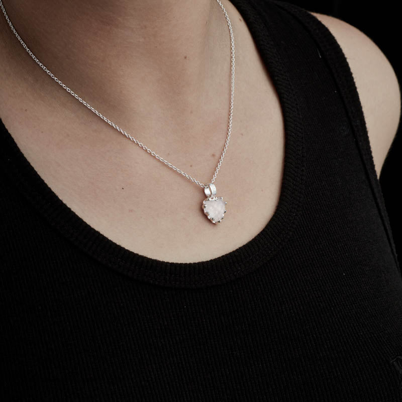 Stolen Girlfriends Club Love Claw Necklace - Sterling Silver & Rose Quartz-Necklace-Walker & Hall