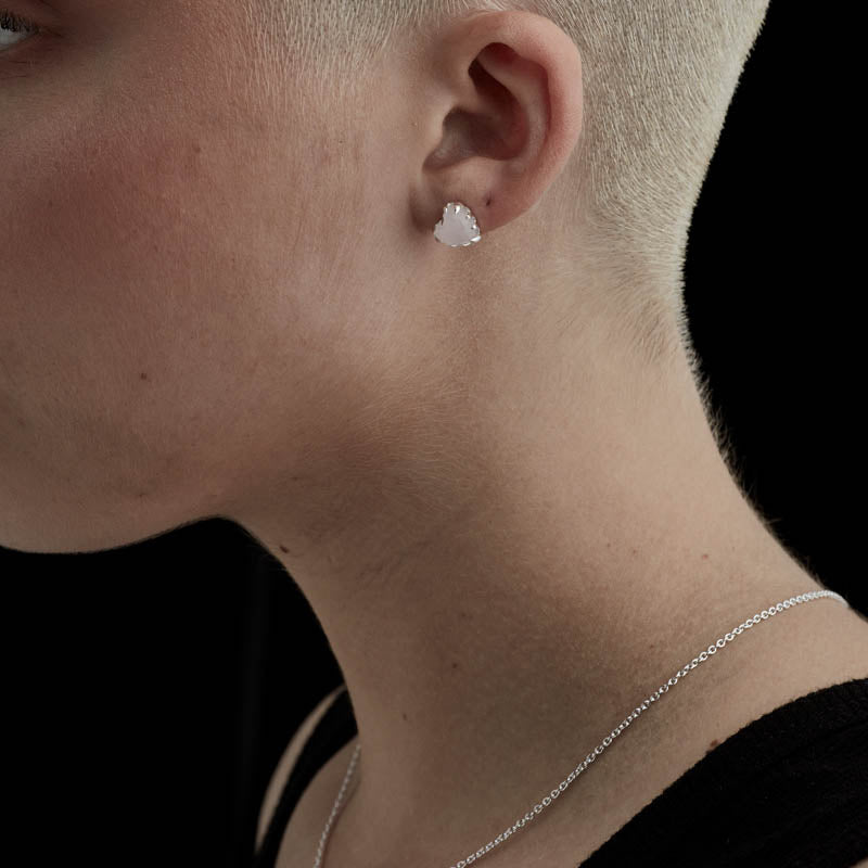 Stolen Girlfriends Club Love Claw Earrings - Sterling Silver & Rose Quartz-Earrings-Walker & Hall