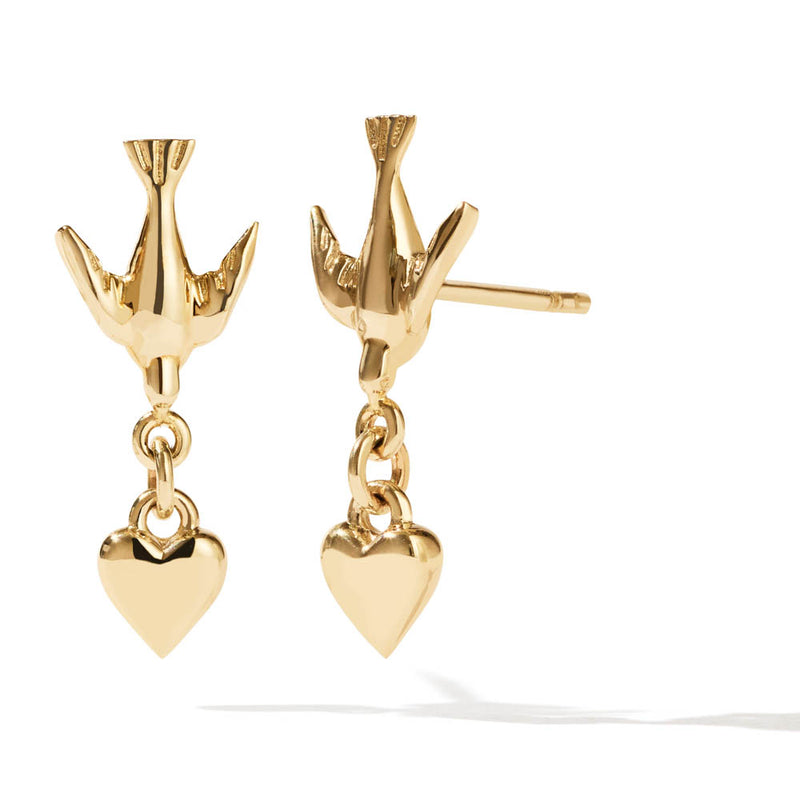 Meadowlark Love Dove Stud Earrings - Gold Plated-Earrings-Walker & Hall
