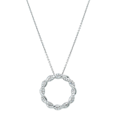 18ct White Gold Diamond Sienna Pendant-Necklace-Walker & Hall