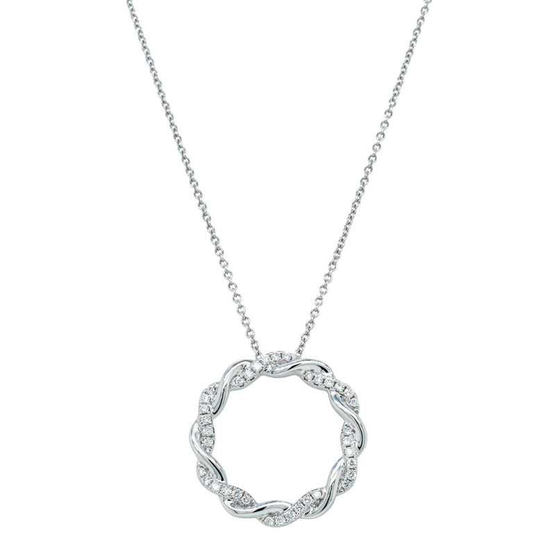 18ct White Gold Diamond Sienna Pendant-Necklace-Walker & Hall