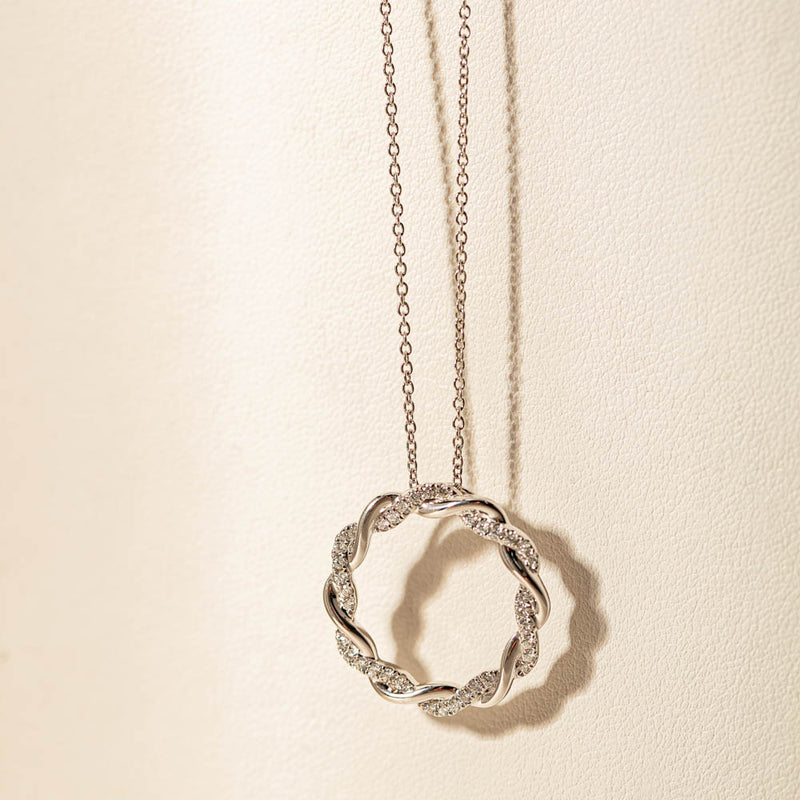 18ct White Gold Diamond Sienna Pendant-Necklace-Walker & Hall