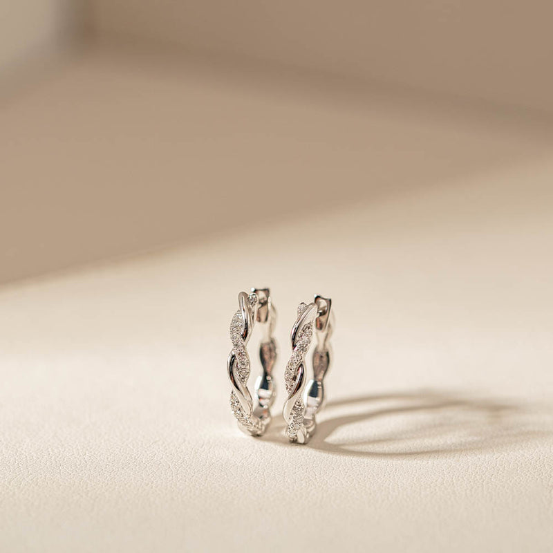 18ct White Gold Diamond Sienna Earrings-Earrings-Walker & Hall