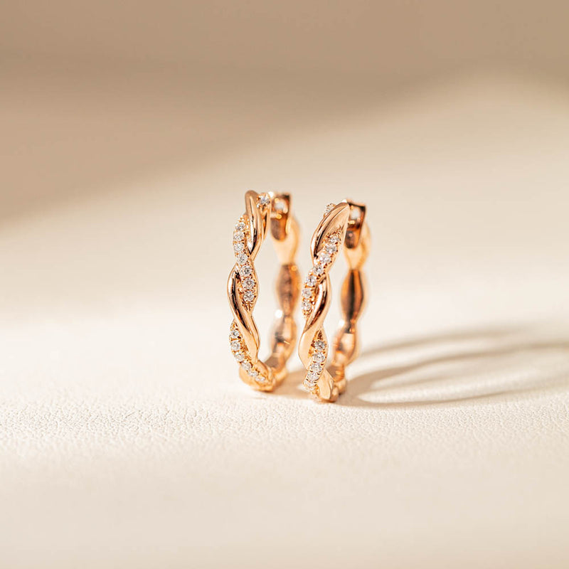 18ct Rose Gold Diamond Sienna Earrings-Earrings-Walker & Hall