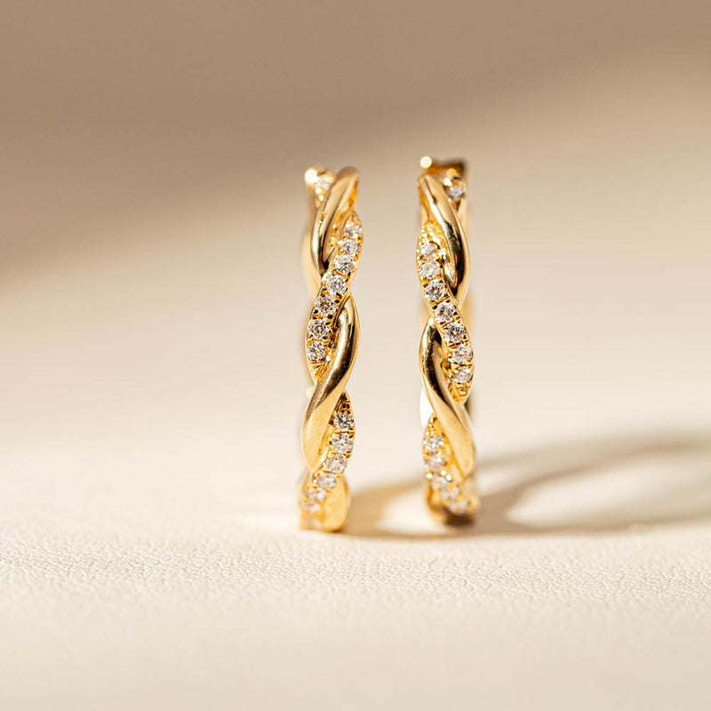 18ct Yellow Gold Diamond Sienna Earrings-Earrings-Walker & Hall