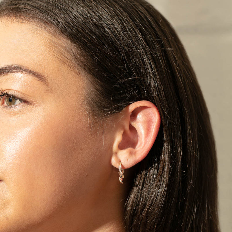 18ct Rose Gold Diamond Sienna Earrings-Earrings-Walker & Hall