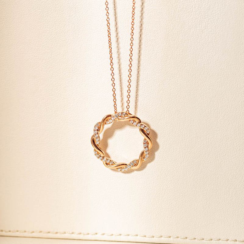 18ct Rose Gold Diamond Sienna Pendant-Necklace-Walker & Hall