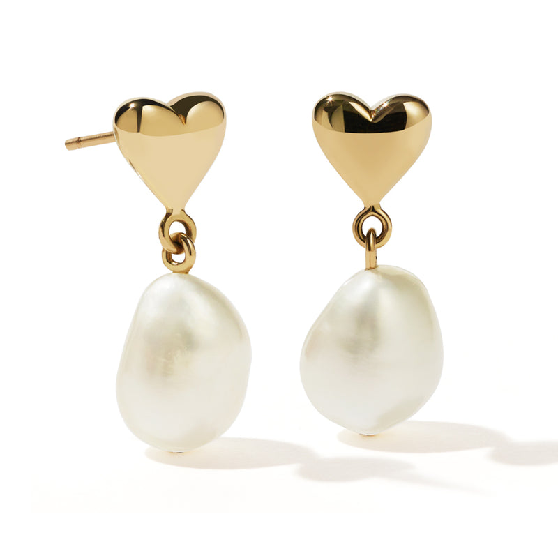 Meadowlark Mini Camille Pearl Drop Earrings - Gold Plated-Earrings-Walker & Hall