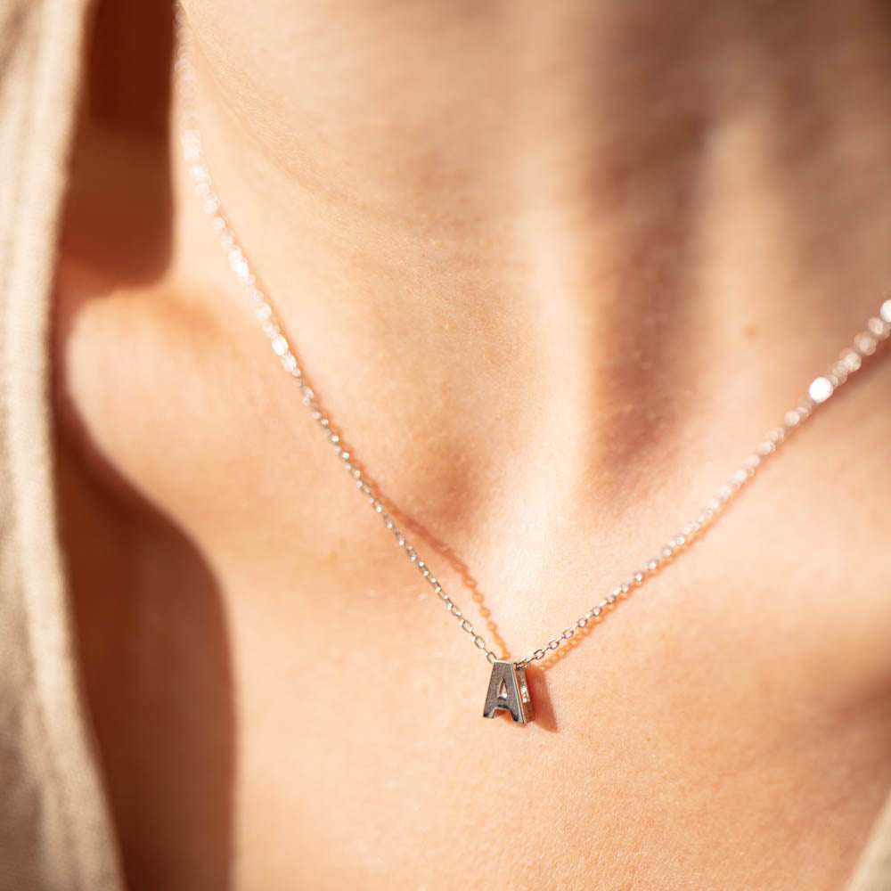 Sterling Silver Noted Letter-Necklace-Walker & Hall