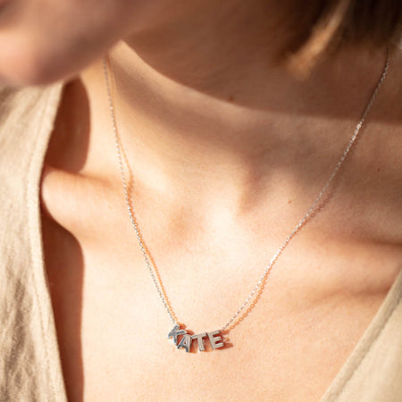 Sterling Silver Noted Letter-Necklace-Walker & Hall