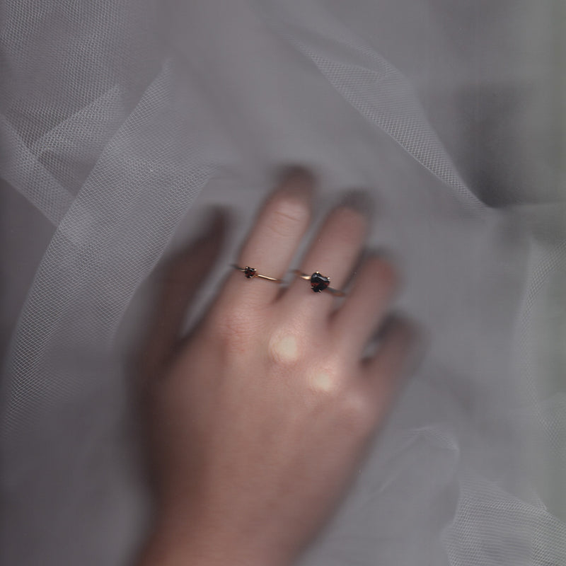 Meadowlark Micro Heart Ring - Thai Garnet-Ring-Walker & Hall