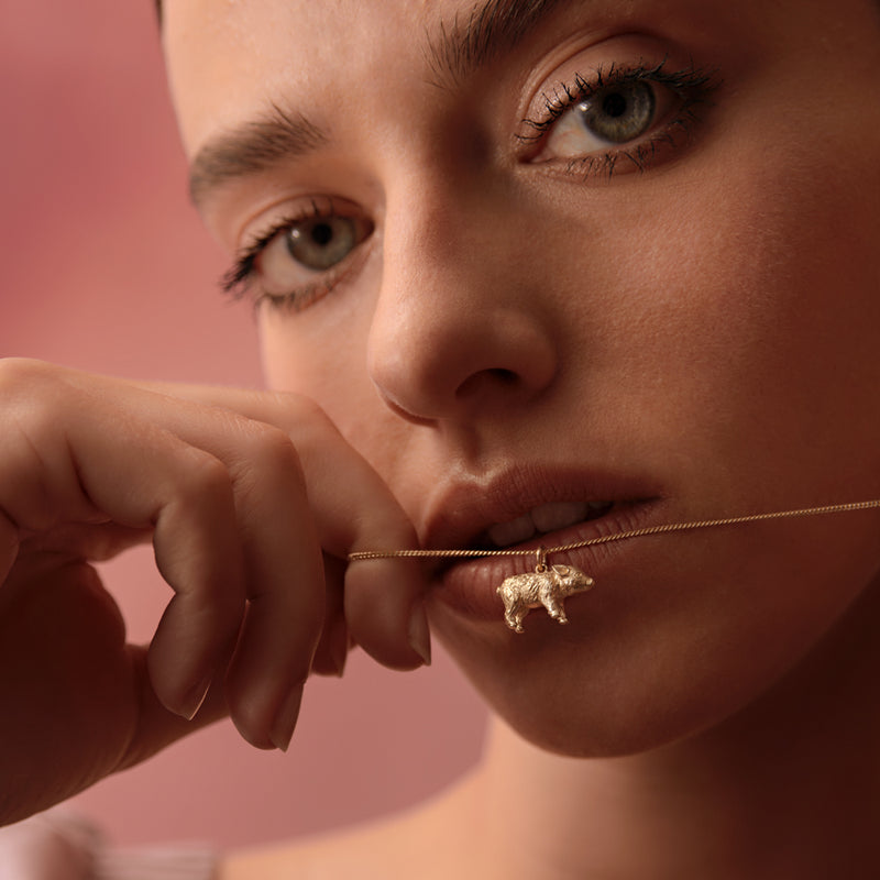 Karen Walker Lunar Pig Necklace - Sterling Silver-Necklace-Walker & Hall