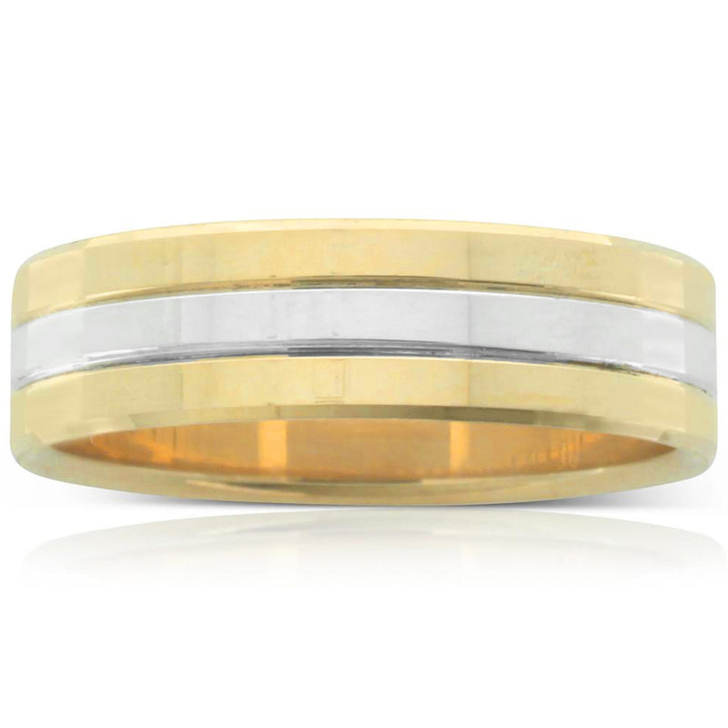Yellow & White Gold Flat Men's Ring-Ring-Walker & Hall
