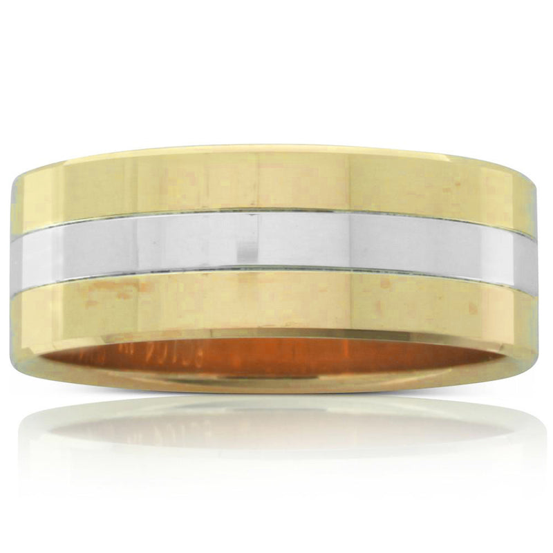 Yellow & White Gold Flat Men's Ring-Ring-Walker & Hall