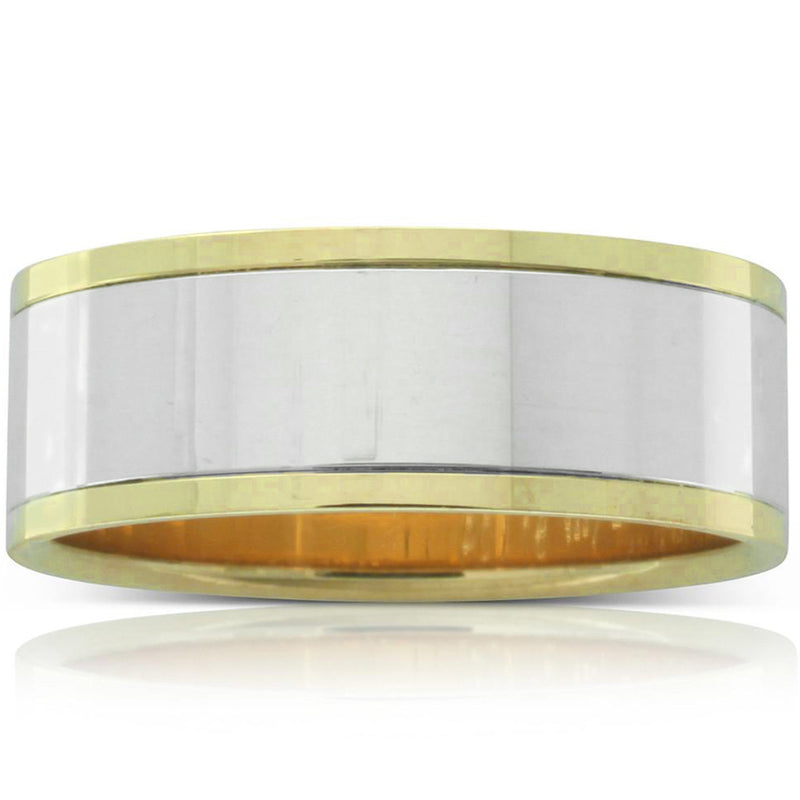 Yellow & White Gold Flat Men's Ring-Ring-Walker & Hall