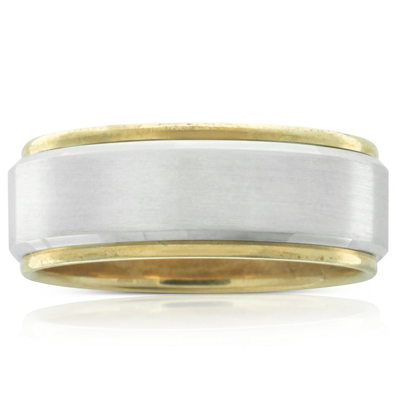 Yellow & White Gold Bevelled Edge Ring-Ring-Walker & Hall