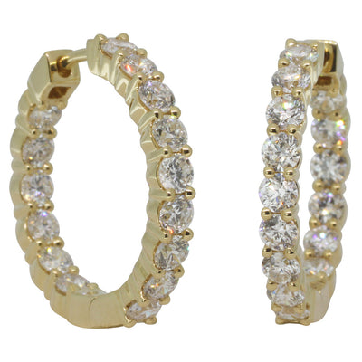 18ct Yellow Gold Round Brilliant Diamond Hoops-Earrings-Walker & Hall