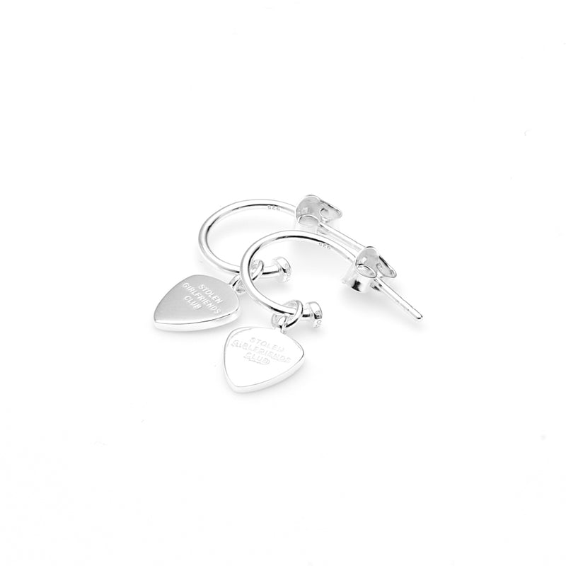 Stolen Girlfriends Club Guitar Pic Anchor Earrings - Sterling Silver-Earrings-Walker & Hall