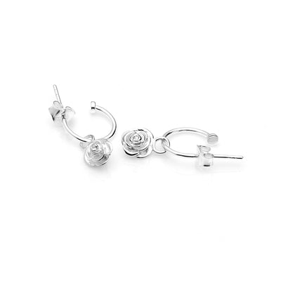 Stolen Girlfriends Club Rose Bud Anchor Earrings - Sterling Silver-Earrings-Walker & Hall