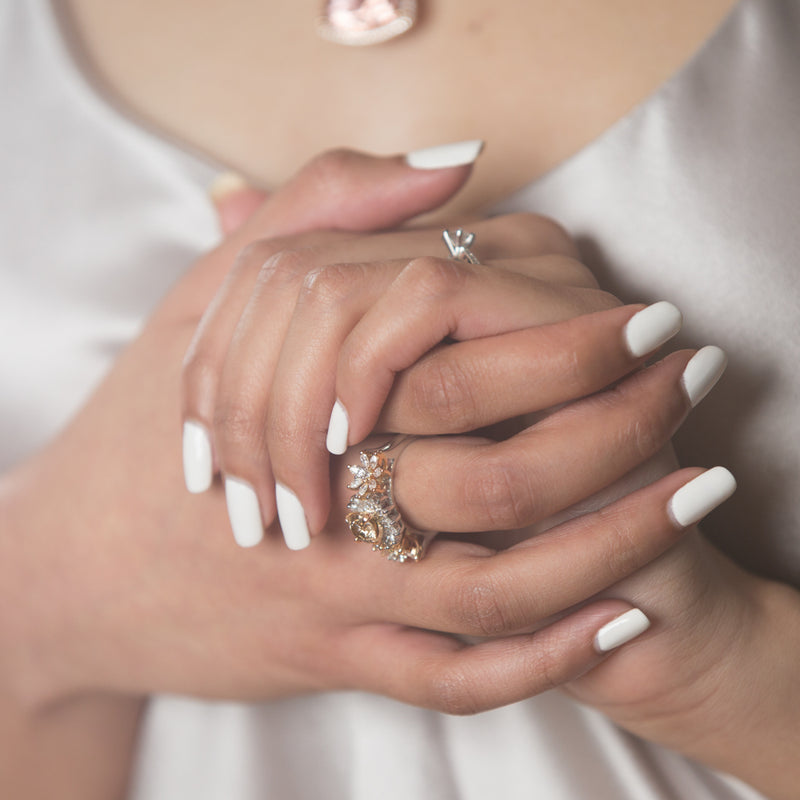 18ct White & Rose Gold Diamond Ring-Ring-Walker & Hall