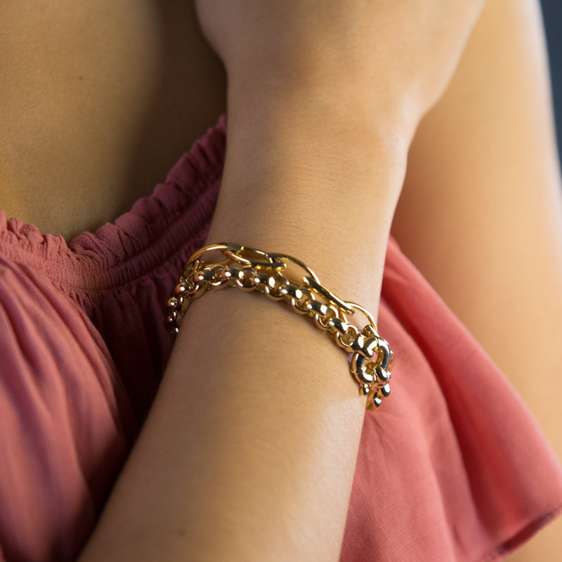 9ct Yellow Gold Belcher Bracelet With Bolt Clasp-Bracelet-Walker & Hall