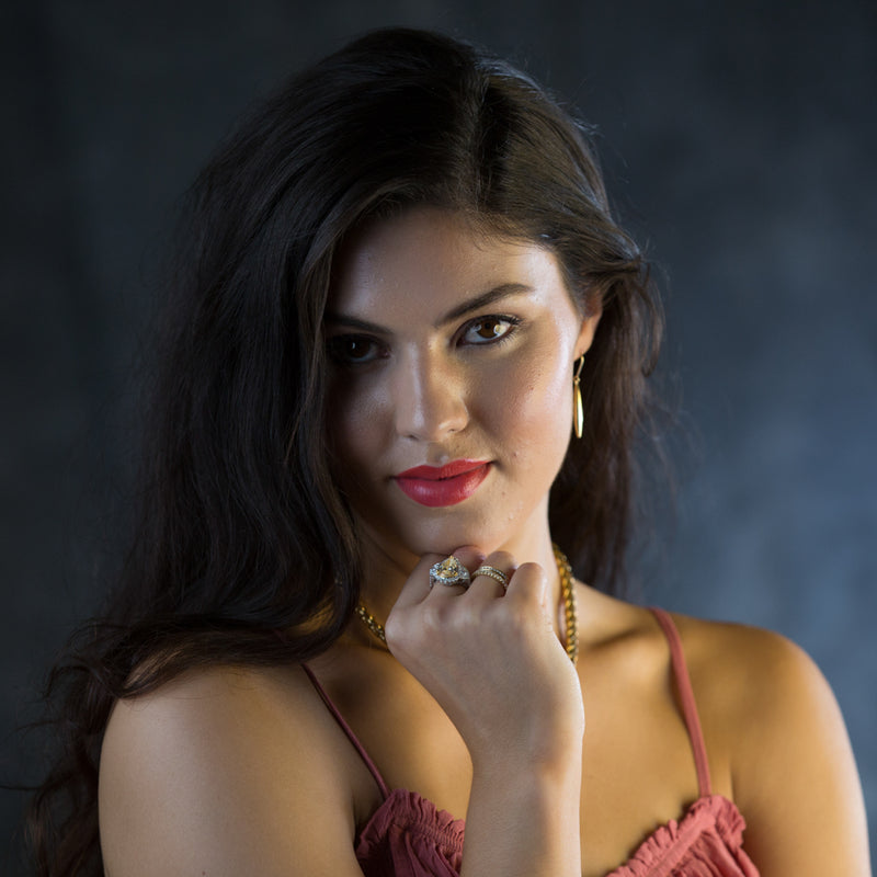 18ct White Gold Yellow Diamond Halo Ring-Ring-Walker & Hall