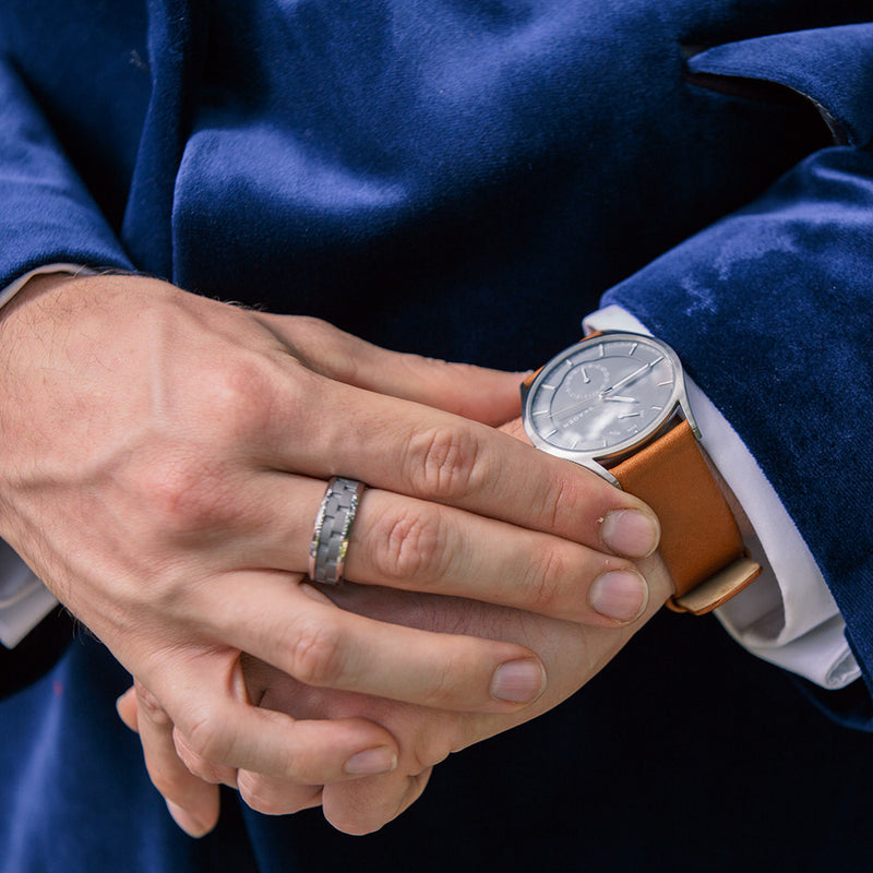 Cobalt Chrome 8mm Link Inlay Ring-Ring-Walker & Hall