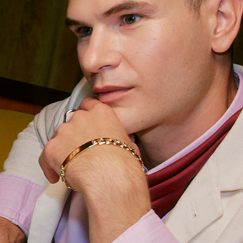 9ct Yellow Gold Curb Link ID Bracelet-Bracelet-Walker & Hall