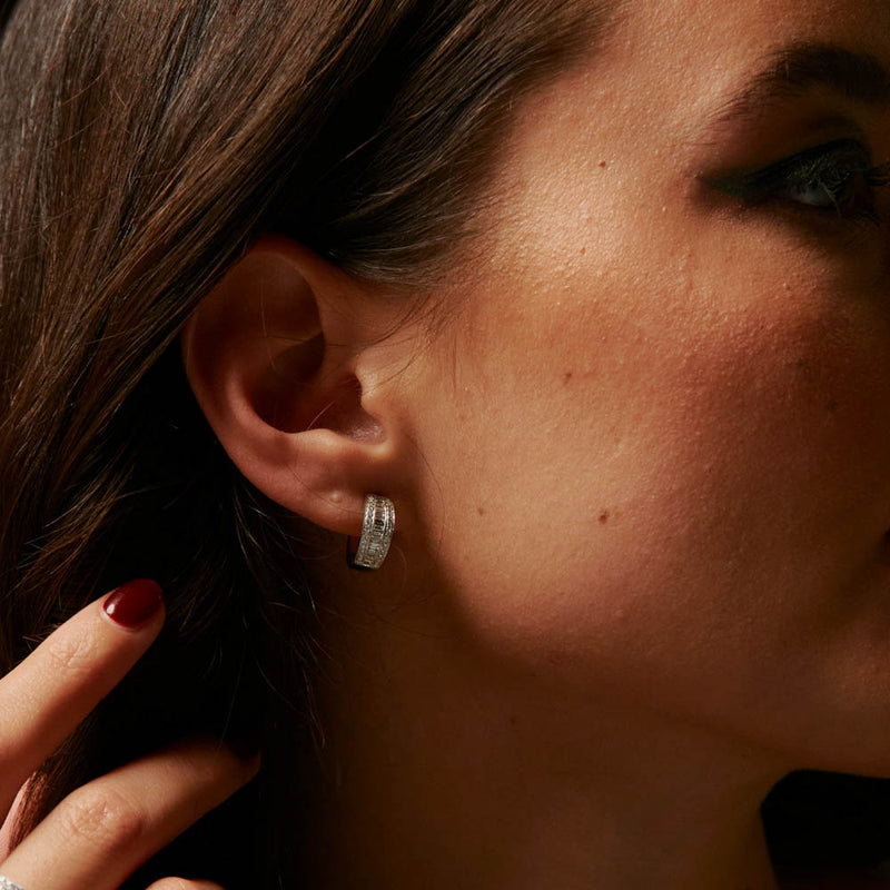 18ct White Gold Diamond Imperial Hoop Earrings-Earrings-Walker & Hall