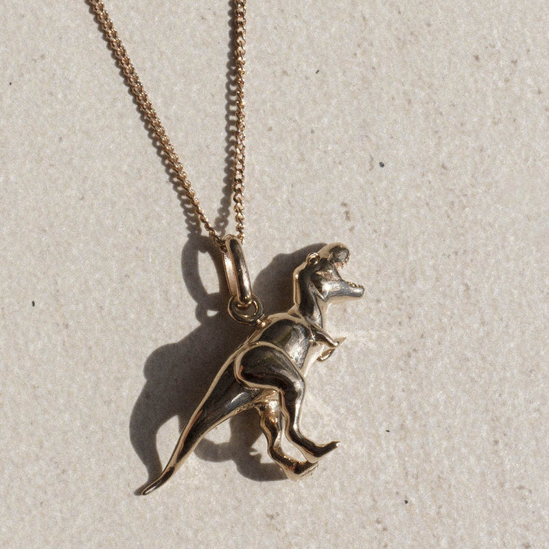 Meadowlark Dinosaur Charm Necklace - Sterling Silver-Necklace-Walker & Hall