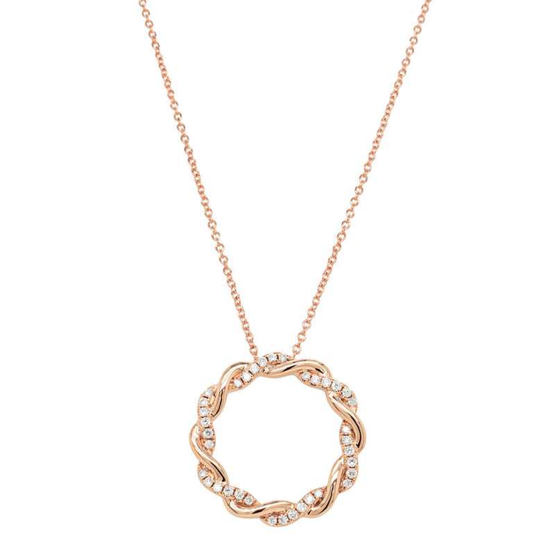18ct Rose Gold Diamond Sienna Pendant-Necklace-Walker & Hall
