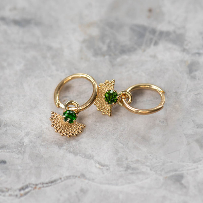 Zoe & Morgan Eos Earrings - Gold Vermeil & Chrome Diopside-Earrings-Walker & Hall