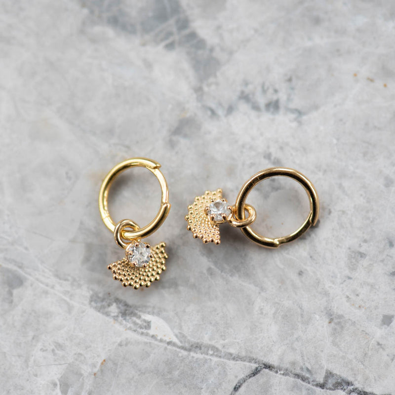 Zoe & Morgan Eos Earrings - Gold Vermeil & White Zircon-Earrings-Walker & Hall