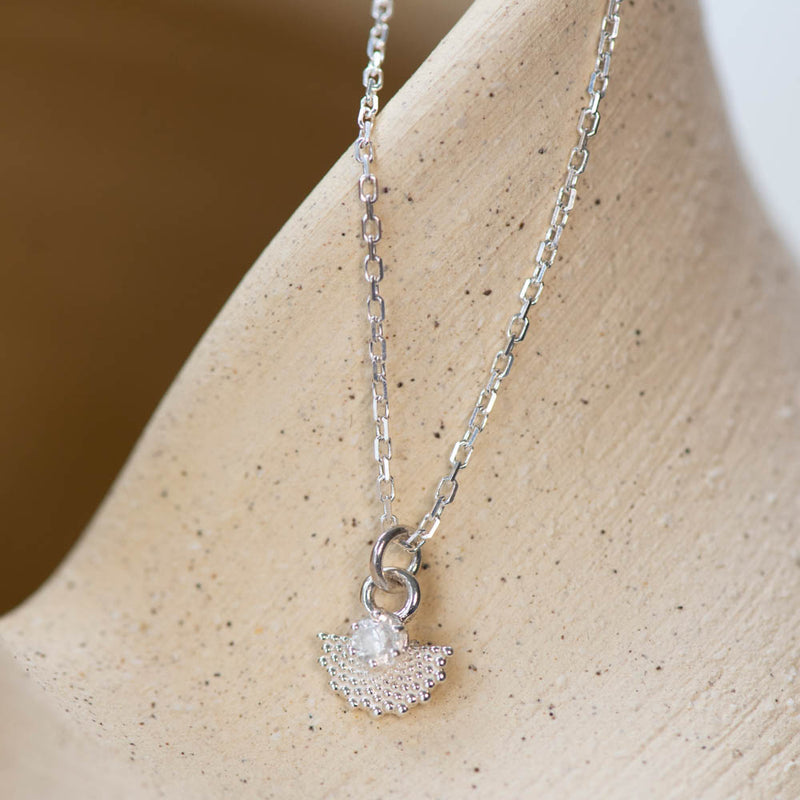 Zoe & Morgan EOS Pendant - Sterling Silver & White Zircon-Necklace-Walker & Hall