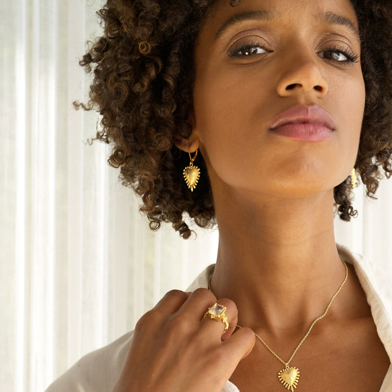 Zoe & Morgan Heart Rays Earrings - Gold Vermeil-Earrings-Walker & Hall