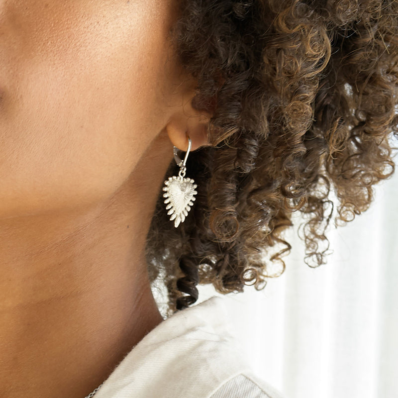 Zoe & Morgan Heart Rays Earrings - Sterling Silver-Earrings-Walker & Hall