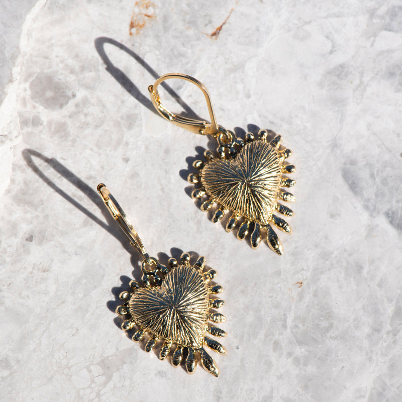 Zoe & Morgan Heart Rays Earrings - Gold Vermeil-Earrings-Walker & Hall