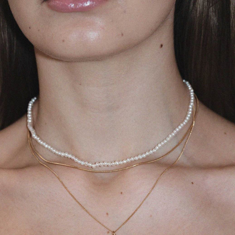 Meadowlark Micro Pearl Necklace - Sterling Silver-Necklace-Walker & Hall