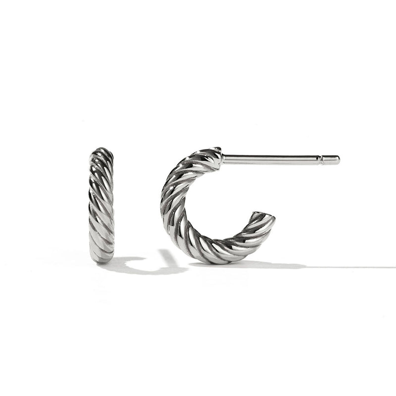 Meadowlark Rope Hoops Small - Sterling Silver-Earrings-Walker & Hall