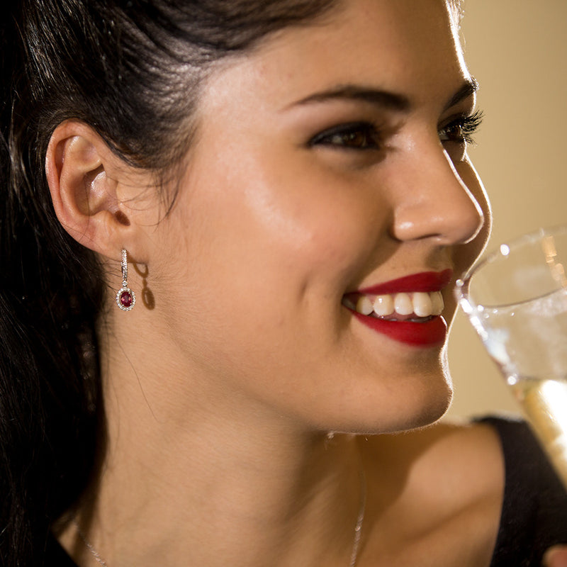 18ct White Gold Ruby & Diamond Earrings-Earrings-Walker & Hall