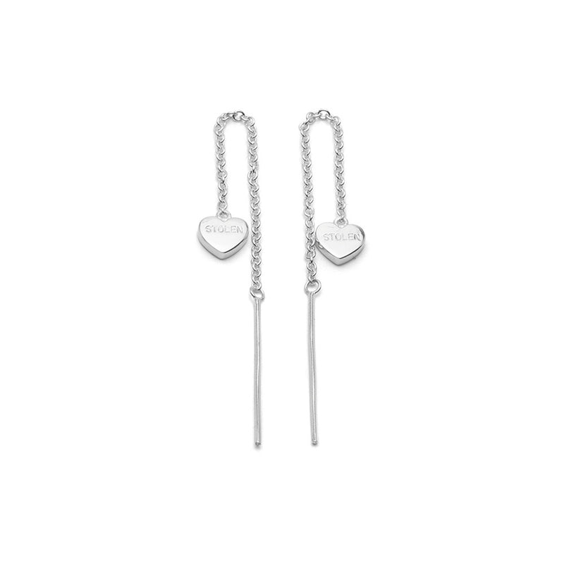 Stolen Girlfriends Club Falling Stolen Heart Thread Earrings - Sterling Silver-Earrings-Walker & Hall