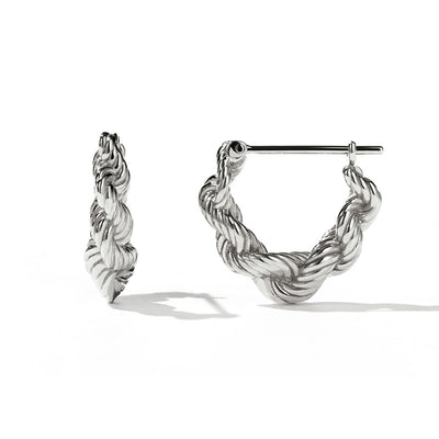 Meadowlark Twisted Rope Earrings - Sterling Silver-Earrings-Walker & Hall