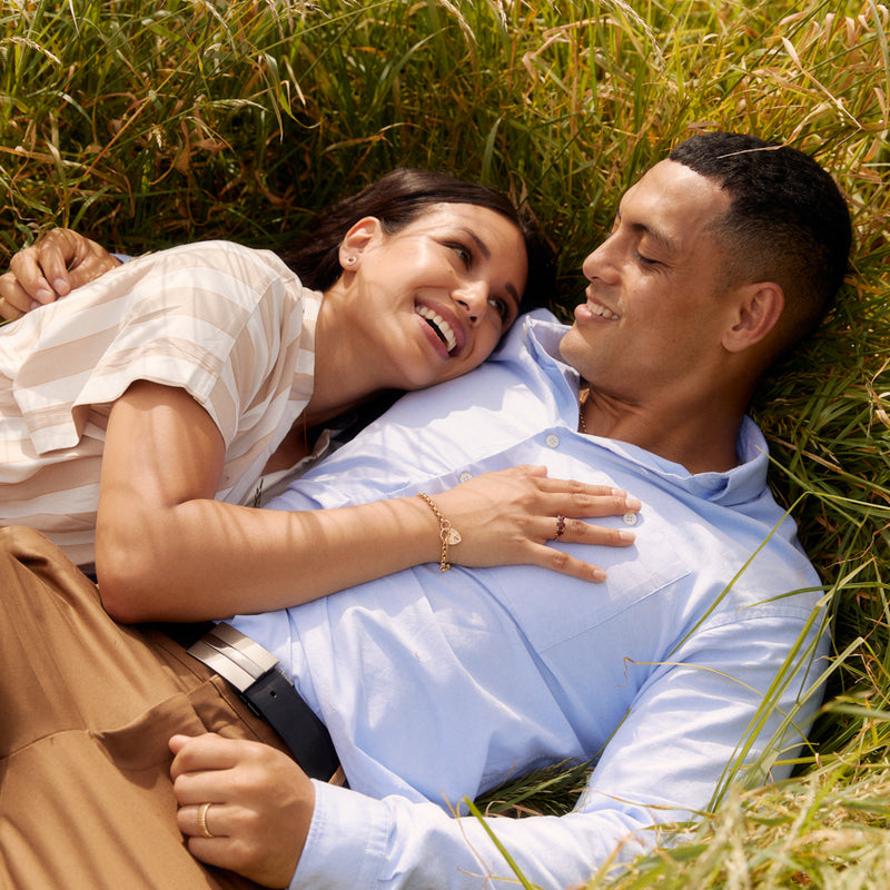 9ct Yellow Gold Flat Heart Bracelet-Bracelet-Walker & Hall