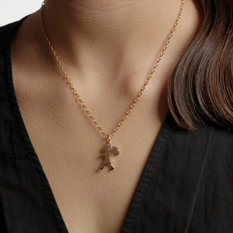 Karen Walker Runaway Girl Necklace - 9ct Yellow Gold-Necklace-Walker & Hall