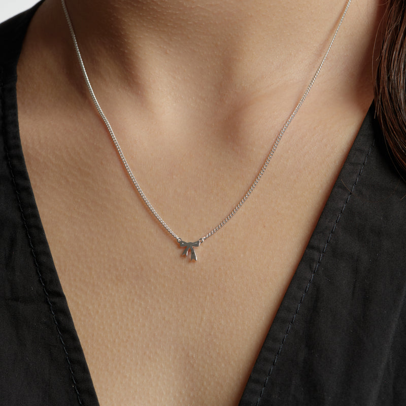 Karen Walker Mini Bow Necklace - Sterling Silver-Necklace-Walker & Hall