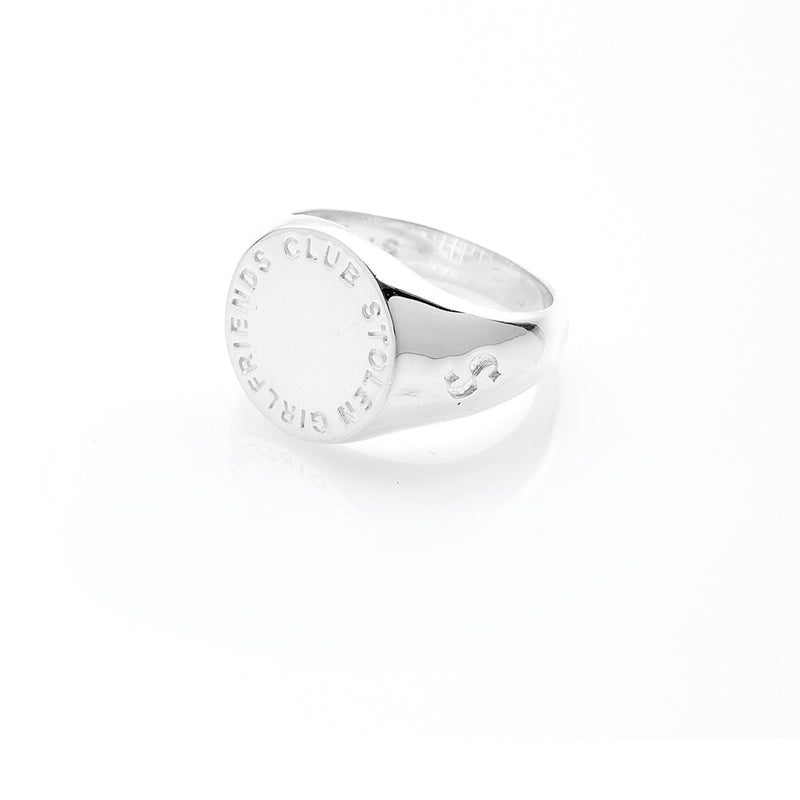 Stolen Girlfriends Club Text Logo Sovereign Ring - Sterling Silver-Ring-Walker & Hall