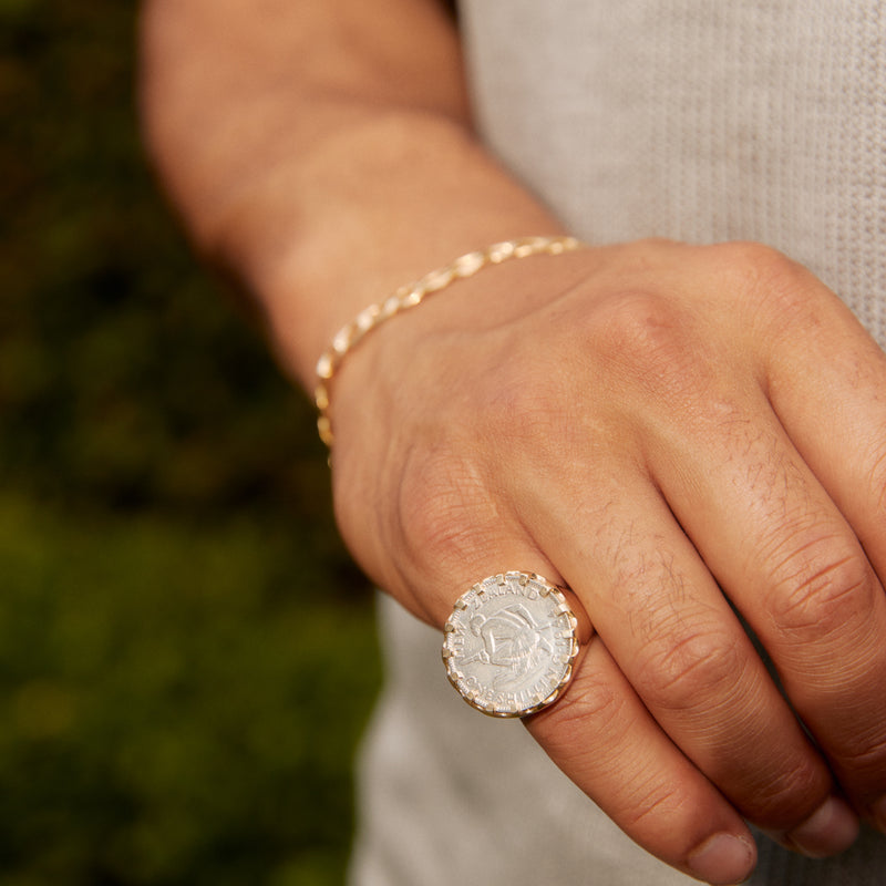 9ct Yellow Gold Ring with NZ Shilling-Ring-Walker & Hall